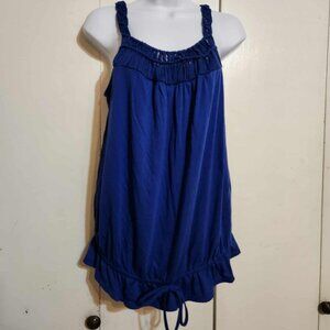 Small Liz Lange Maternity Crochet Solid Blue Boho Summer Sleeveless Tank Top